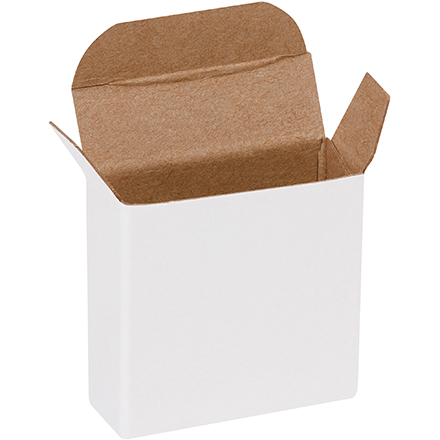 1 <span class='fraction'>5/8</span> x 9/16 x 1 <span class='fraction'>5/8</span>" White Reverse Tuck Folding Cartons